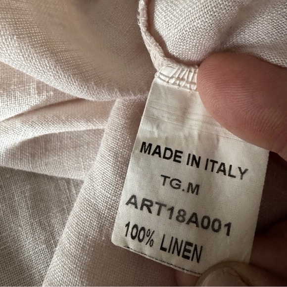 Francesca Bettini 100% Linen Shift Dress Blush Ruffle Sleeve Italy M - Picture 9 of 10